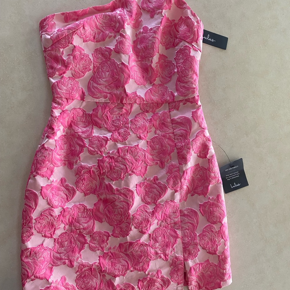 Flowery Fete Pink Floral Jacquard One-Shoulder Mini Dress